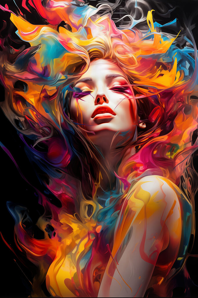 A woman with colorful hair A woman with colorful hair