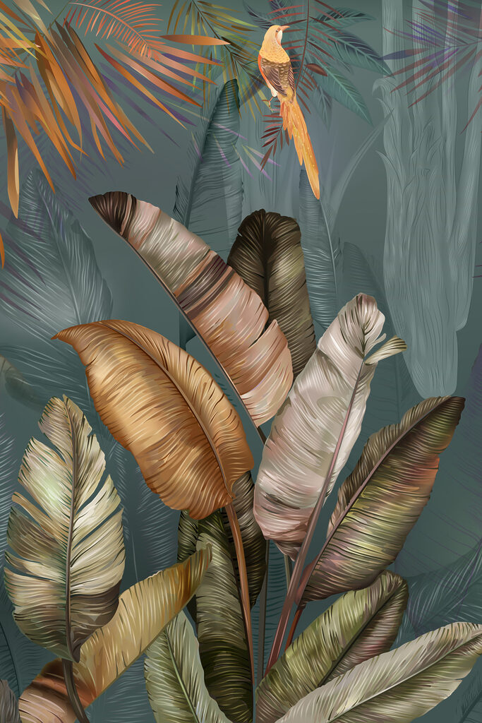 Tropical leaves with vibrant colors