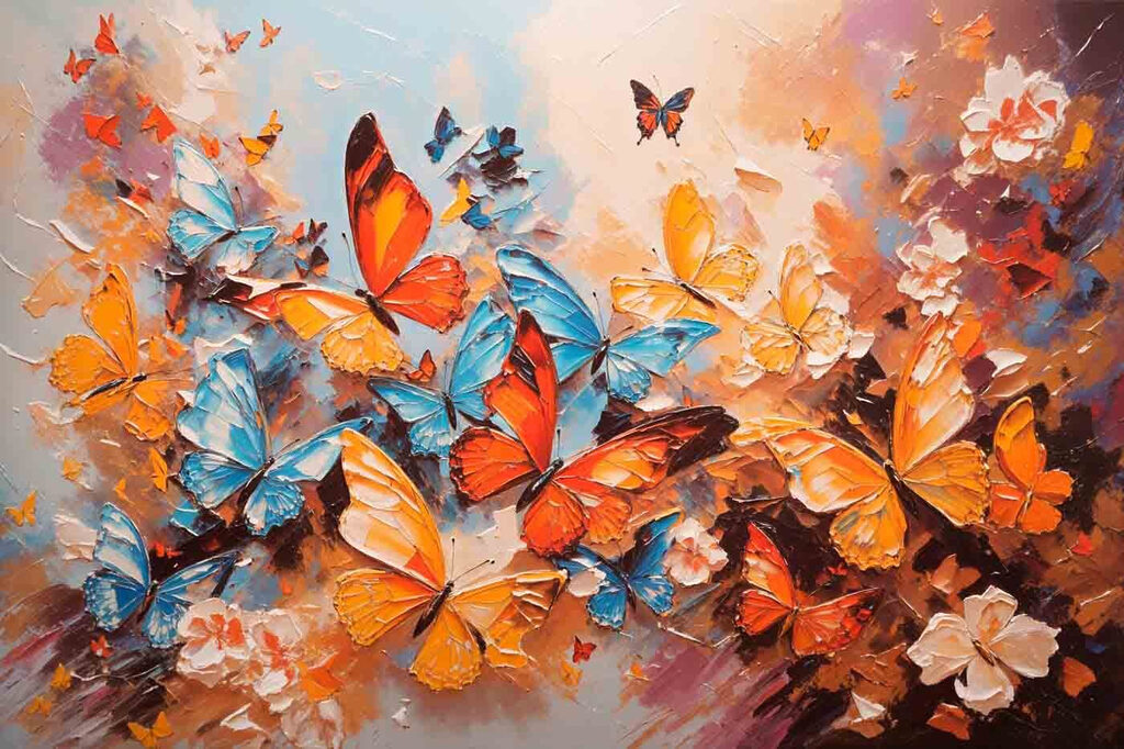 A painting of butterflies