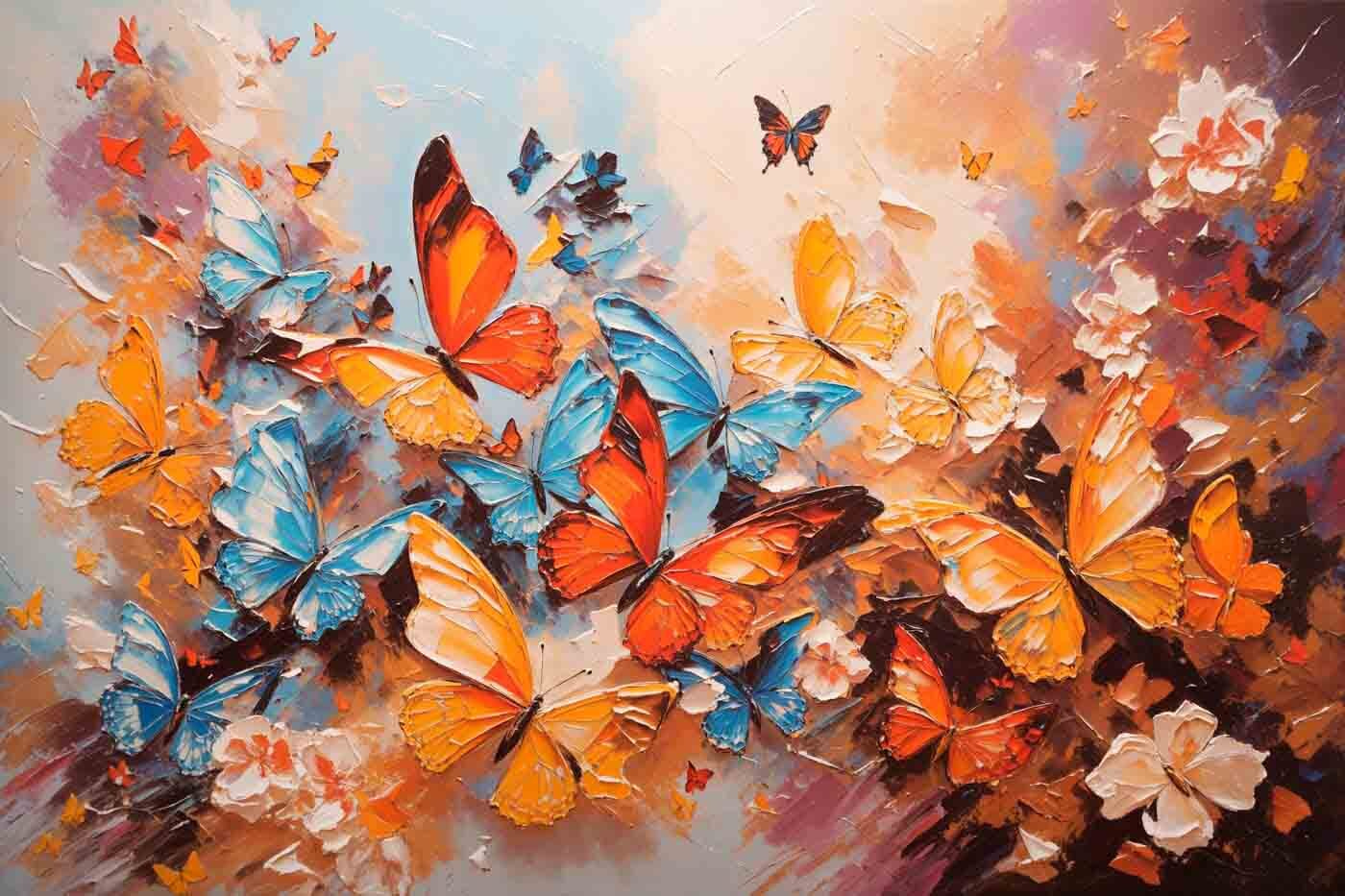 A painting of butterflies