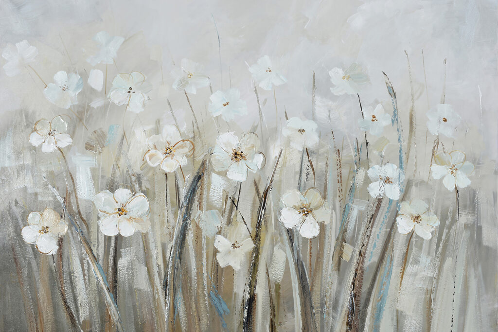 A painting of white flowers