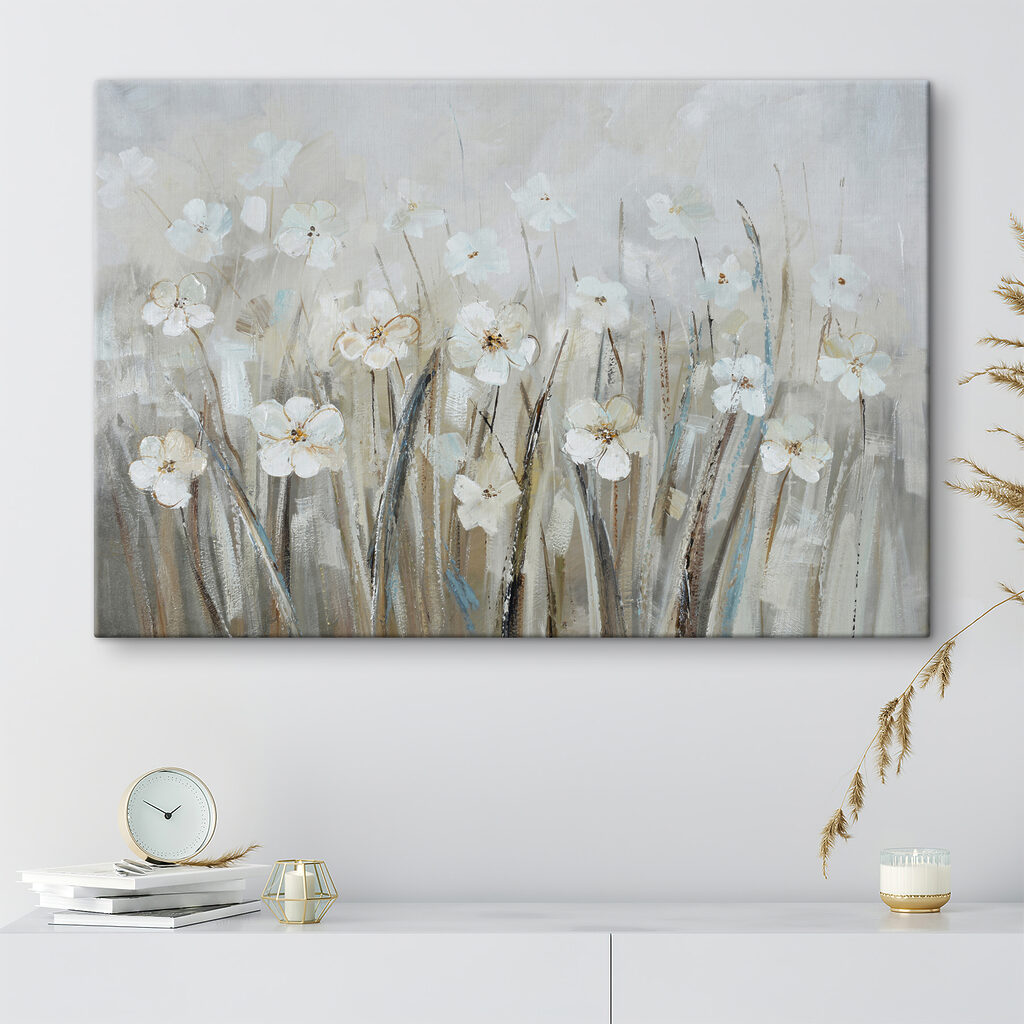 A painting of white flowers