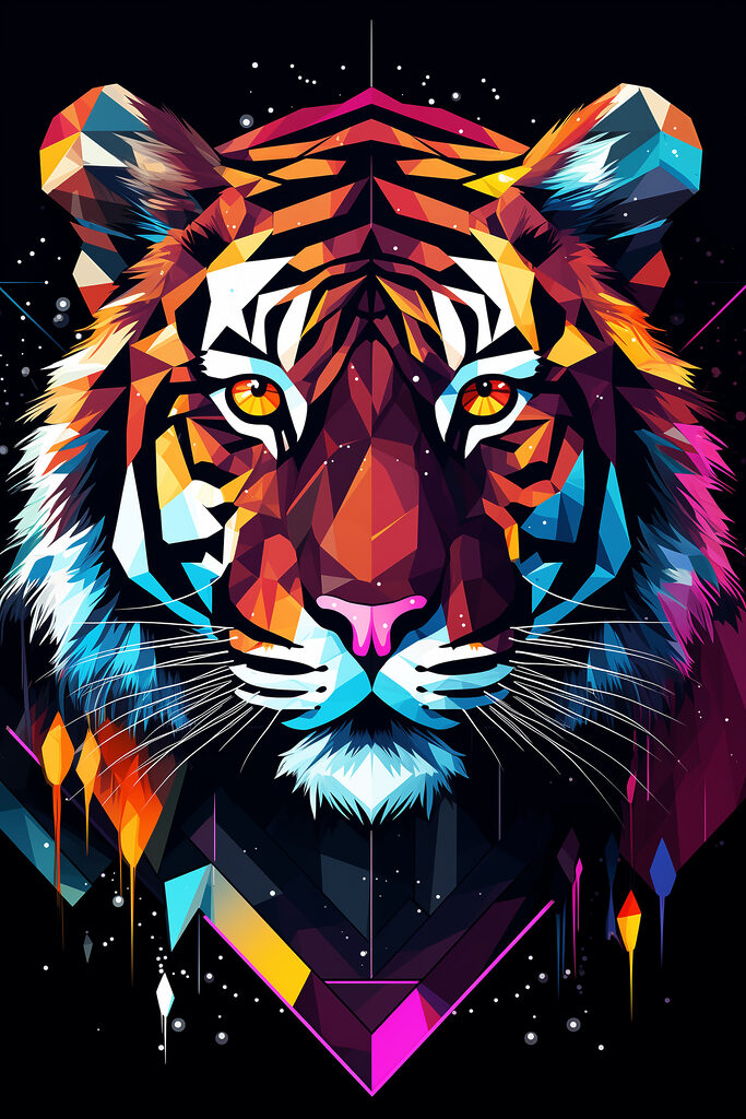 A colorful tiger with white whiskers A colorful tiger with white whiskers