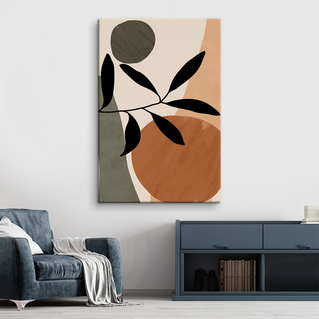 A black leaf on a branch with circles and circles A black leaf on a branch with circles and circles