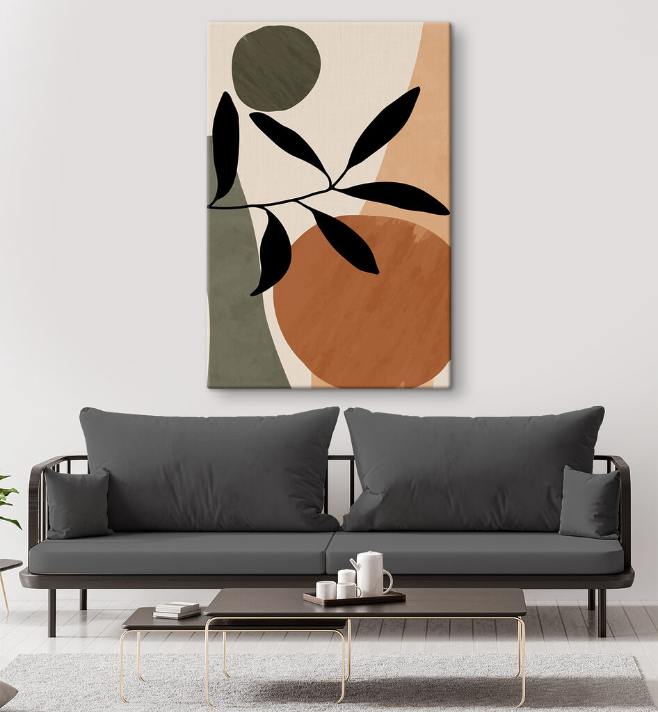 A black leaf on a branch with circles and circles A black leaf on a branch with circles and circles