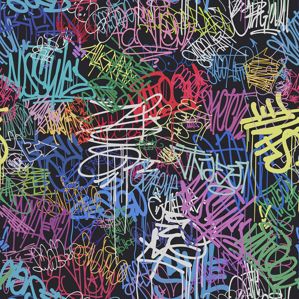 Un graffiti colorat pe un fundal negru Un graffiti colorat pe un fundal negru