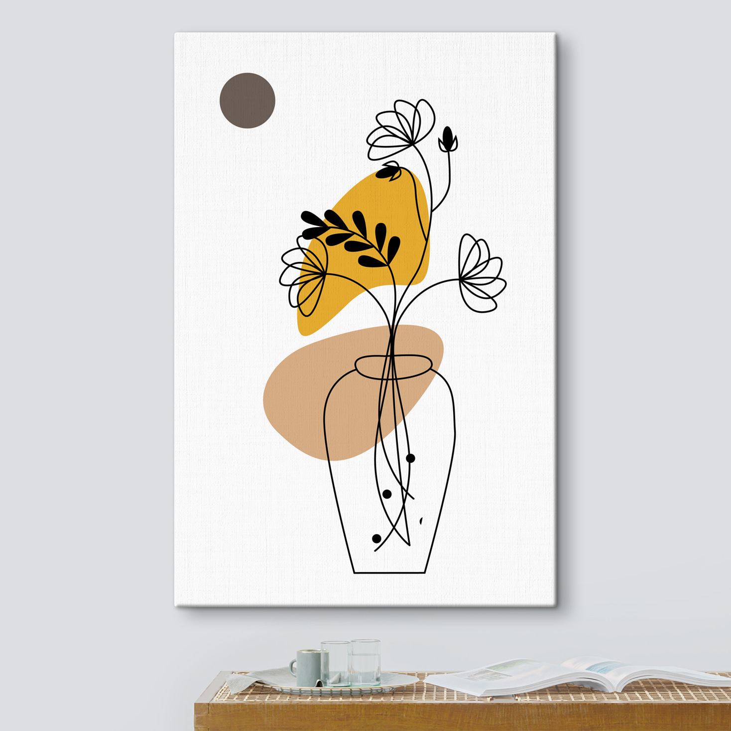 A drawing of a flower in a vase A drawing of a flower in a vase
