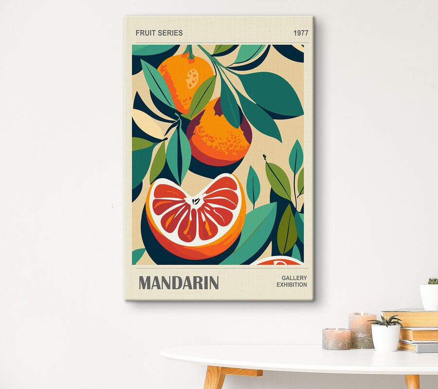 Un poster de portocale și frunze
