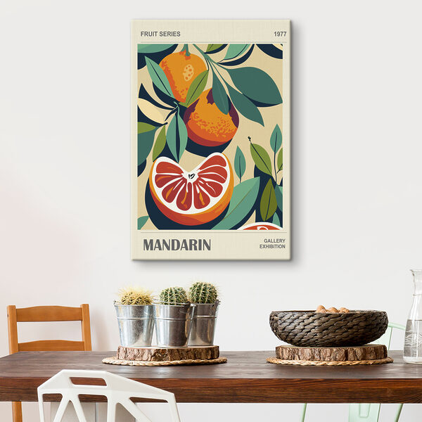 Un poster de portocale și frunze Un poster de portocale și frunze
