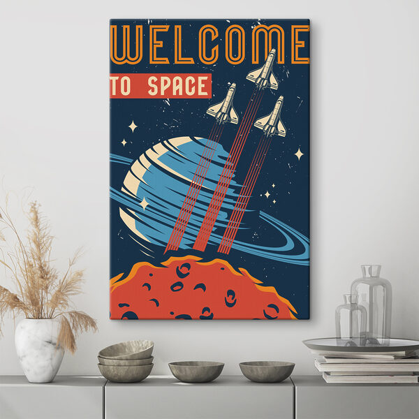 Un poster cu navete spațiale care zboară pe cer Un poster cu navete spațiale care zboară pe cer