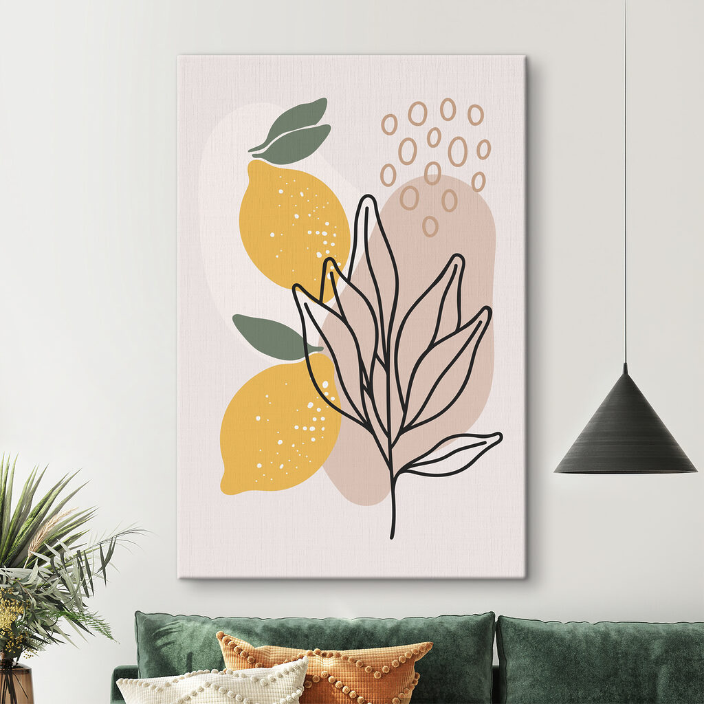 A lemons and leaves drawn on a white background A lemons and leaves drawn on a white background