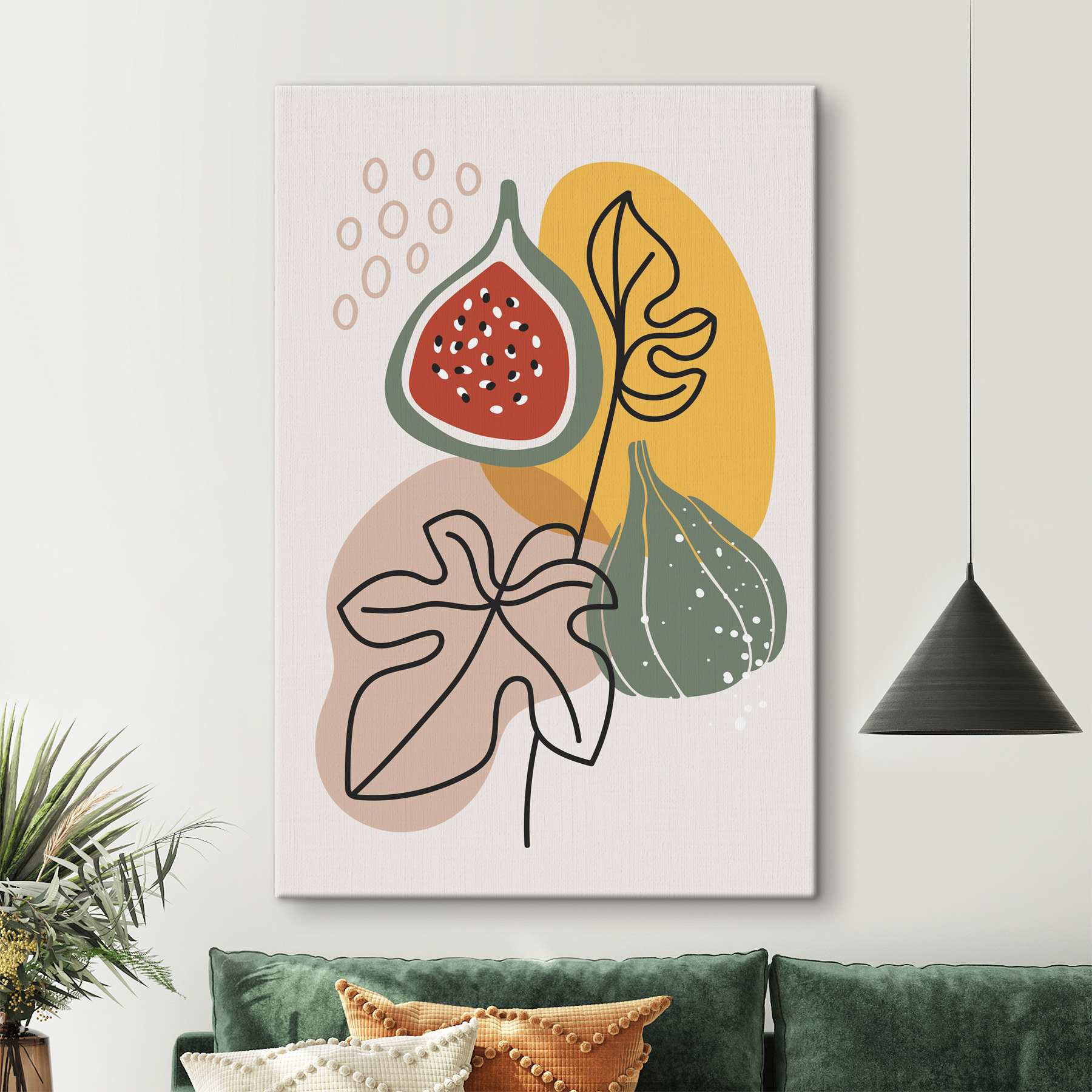 A fruit and leaves on a white background