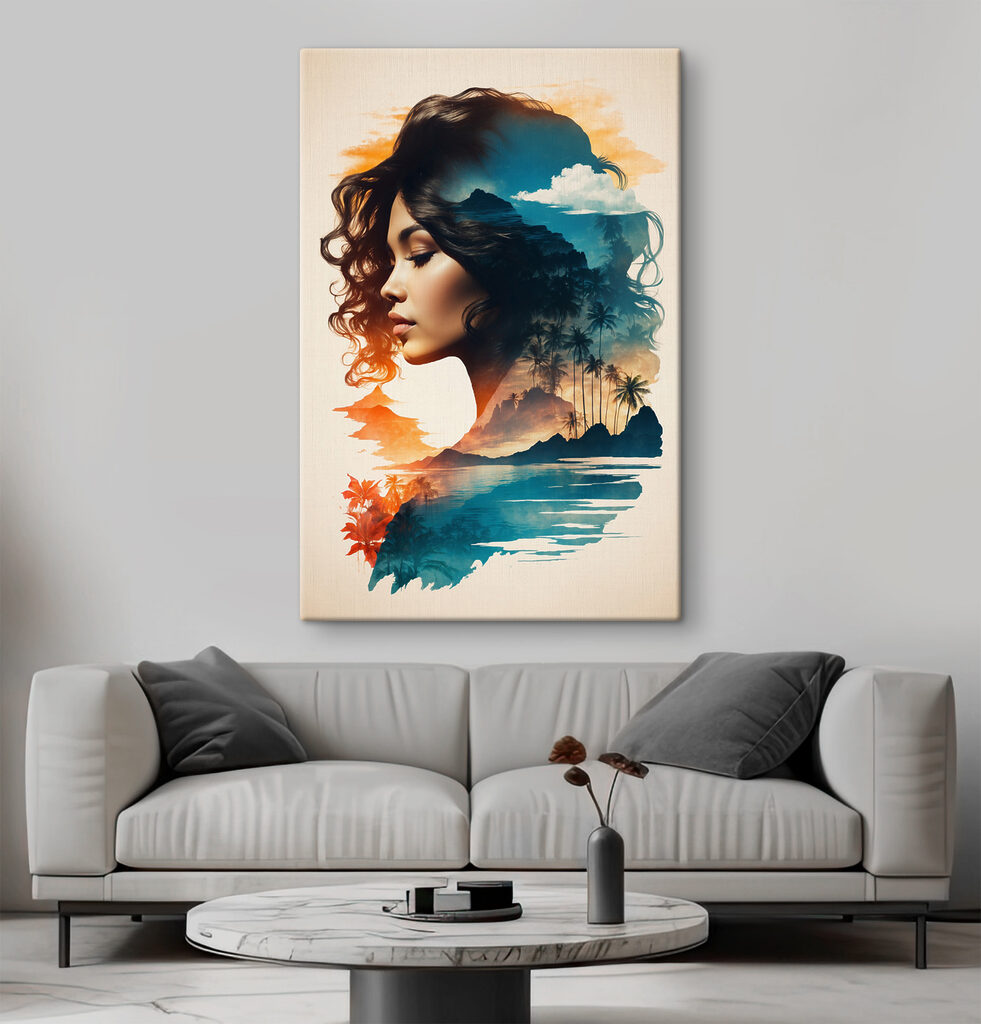 A woman's face and a landscape A woman's face and a landscape