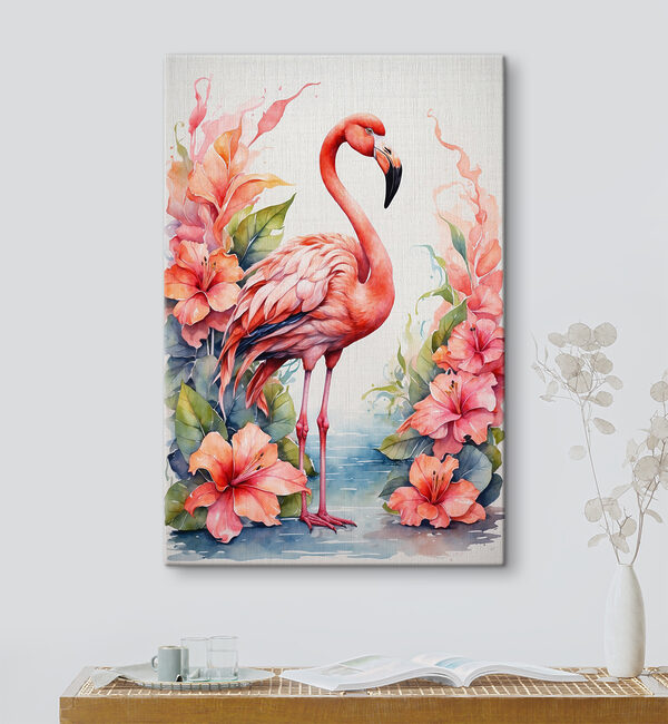 Un flamingo și flori Un flamingo și flori