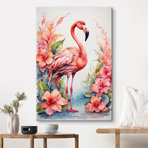 Un flamingo și flori Un flamingo și flori