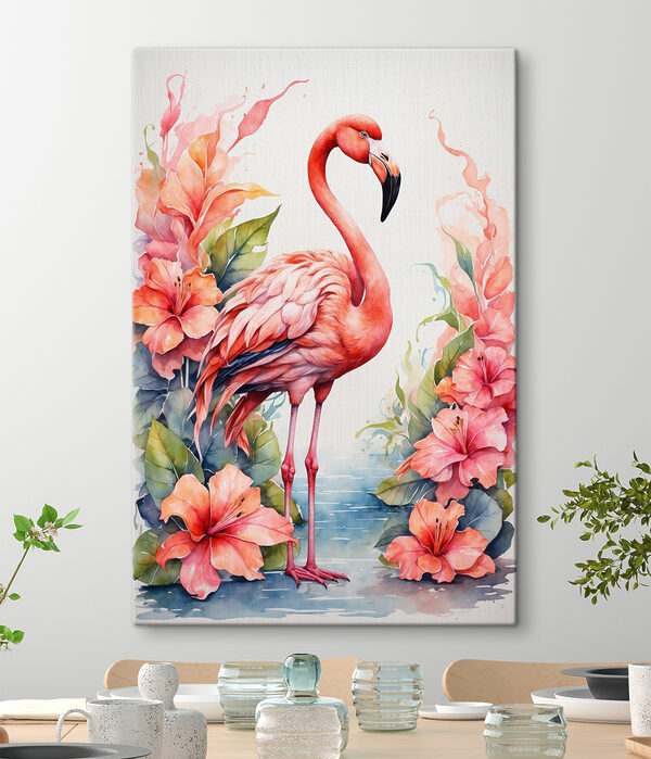 Un flamingo și flori Un flamingo și flori