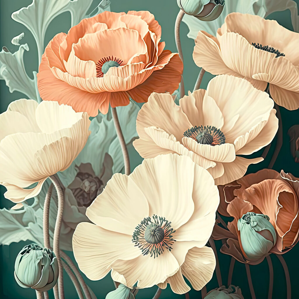 Delicate blooms in soft pastel hues