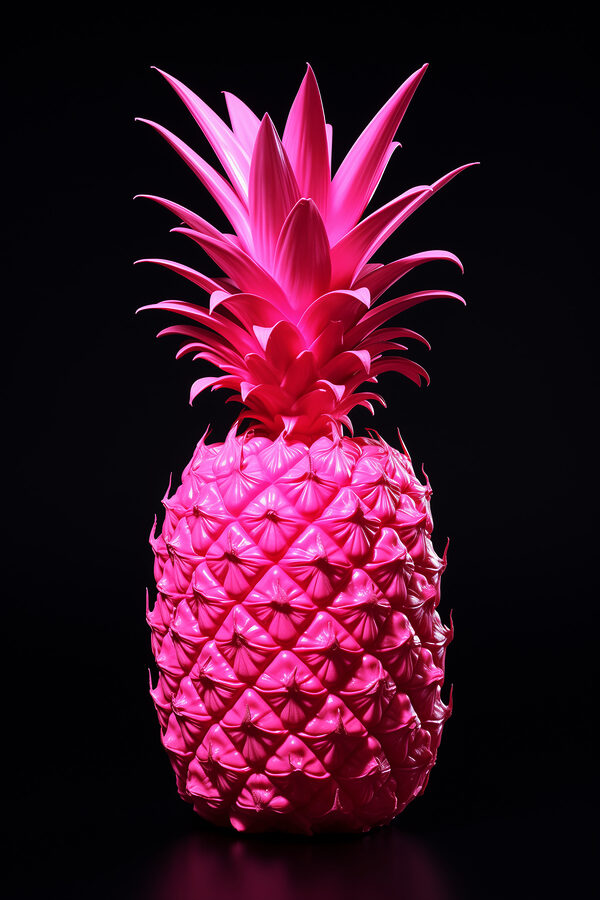 Un ananas roz cu un fundal negru Un ananas roz cu un fundal negru
