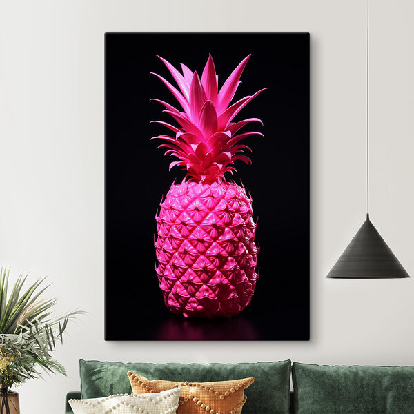 Un ananas roz cu un fundal negru