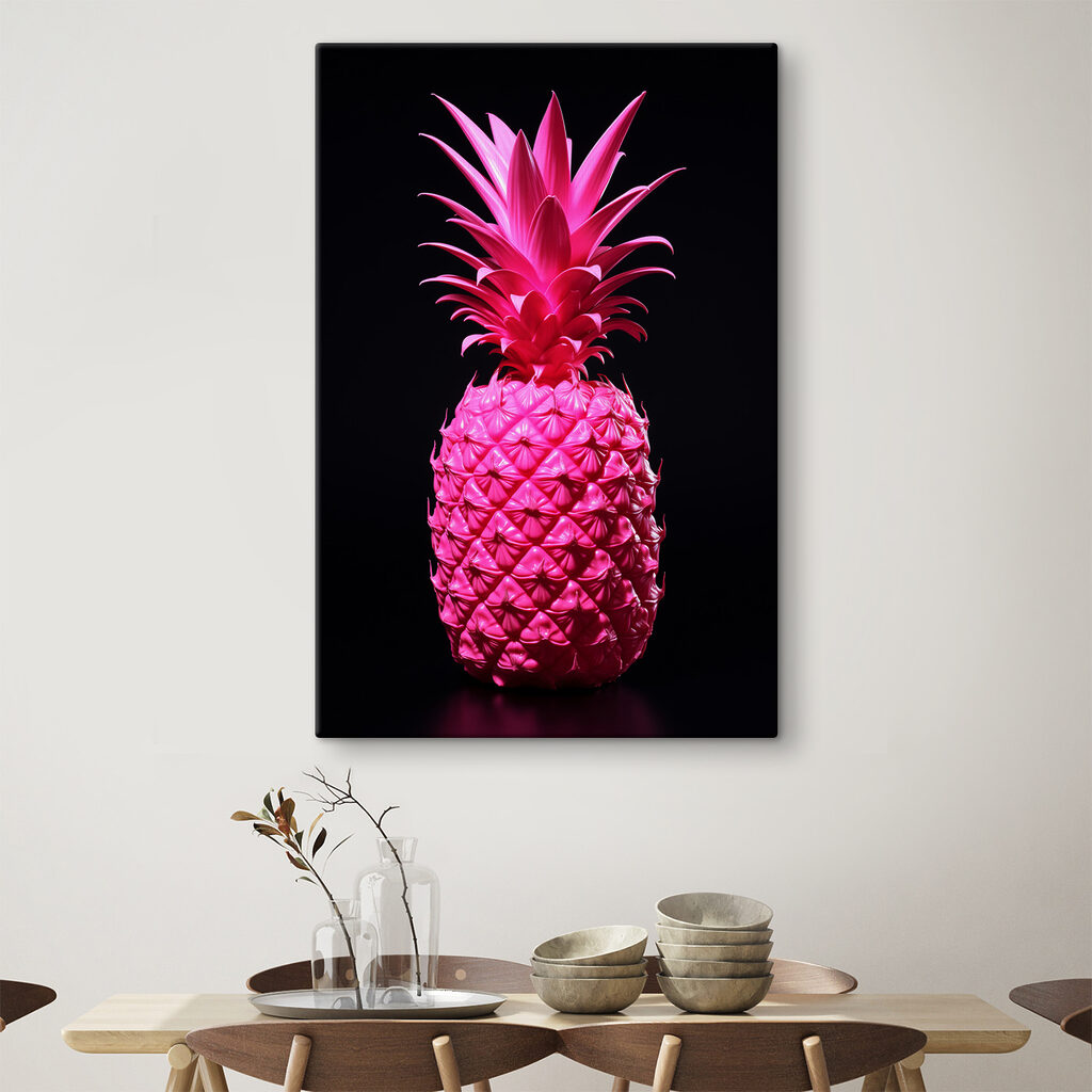 A pink pineapple with a black background A pink pineapple with a black background