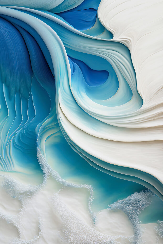 Flowing waves of serene blue hues