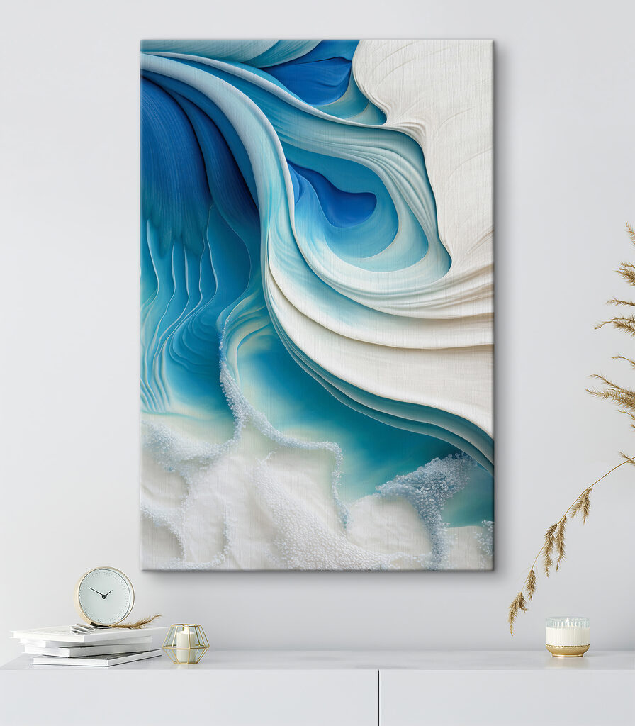 Flowing waves of serene blue hues