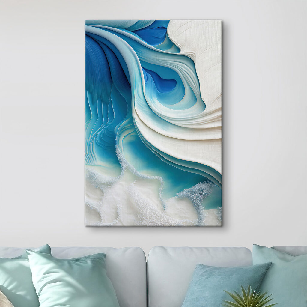 Flowing waves of serene blue hues