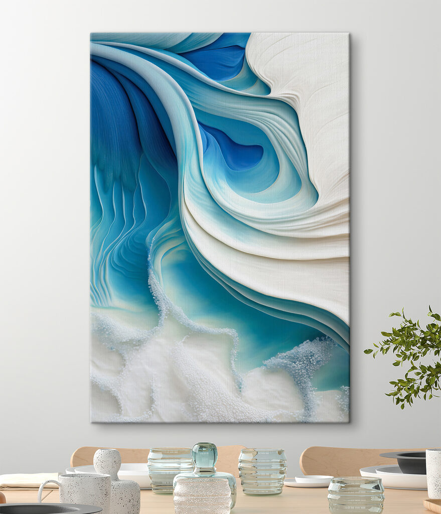 Flowing waves of serene blue hues