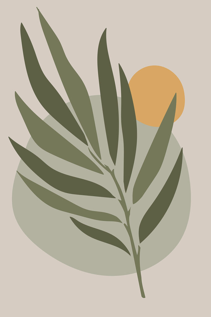 A green leaf with a yellow circle A green leaf with a yellow circle