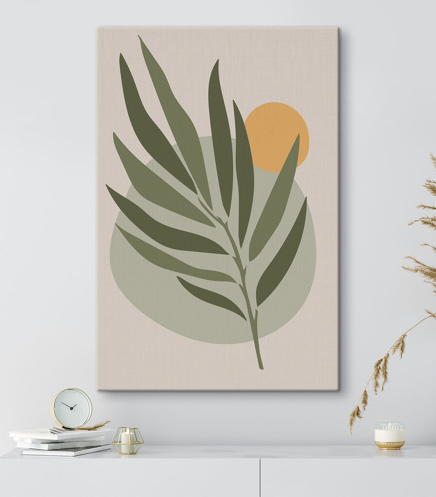 A green leaf with a yellow circle A green leaf with a yellow circle