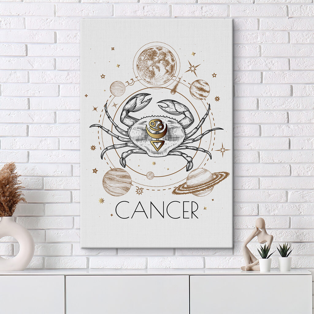 A cancer zodiac sign with planets and stars A cancer zodiac sign with planets and stars