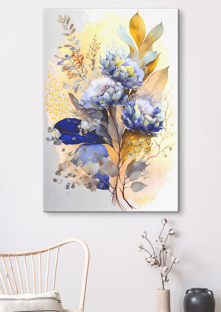 A painting of flowers and leaves A painting of flowers and leaves