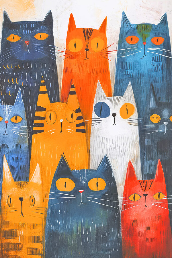 A group of cats with different colors A group of cats with different colors