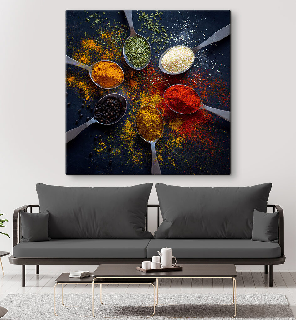 A group of spoons with different spices A group of spoons with different spices