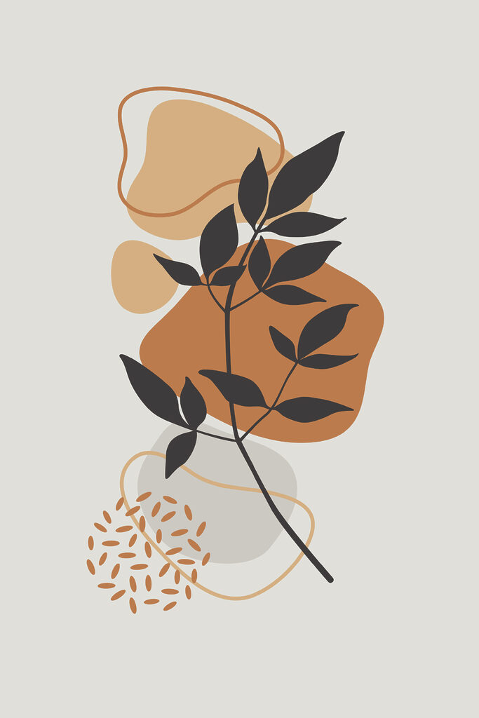A plant with leaves and brown shapes