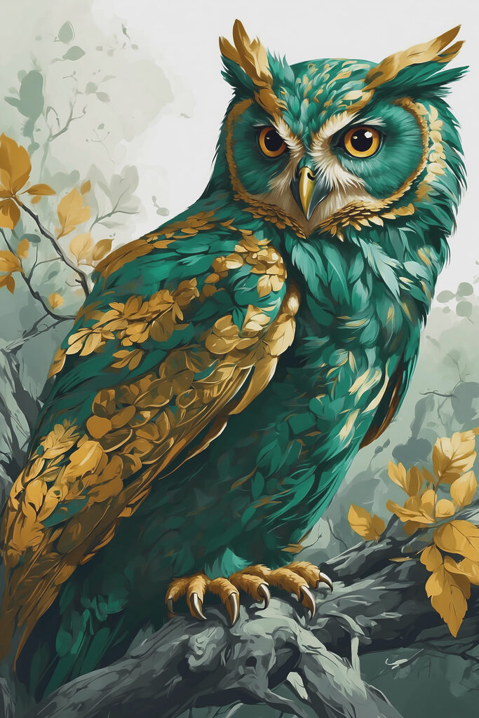 A painting of an owl