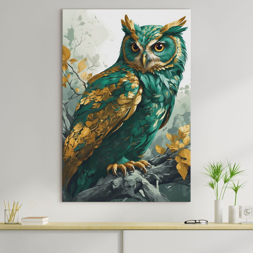 A painting of an owl
