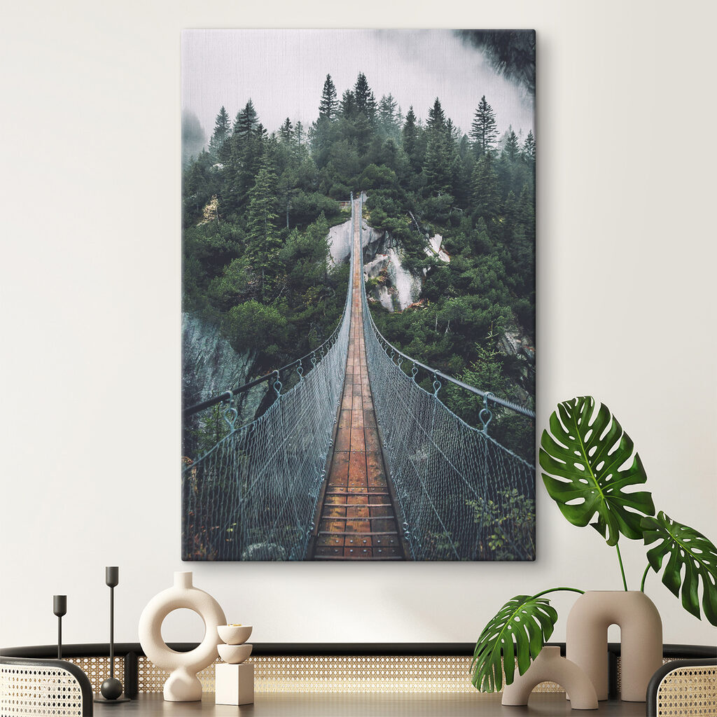A suspension bridge over a cliff A suspension bridge over a cliff
