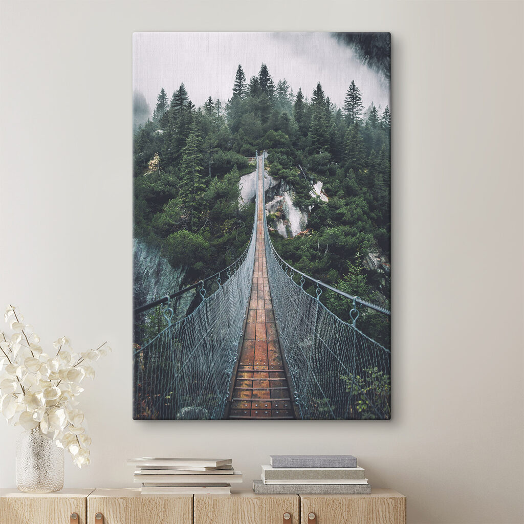 A suspension bridge over a cliff A suspension bridge over a cliff