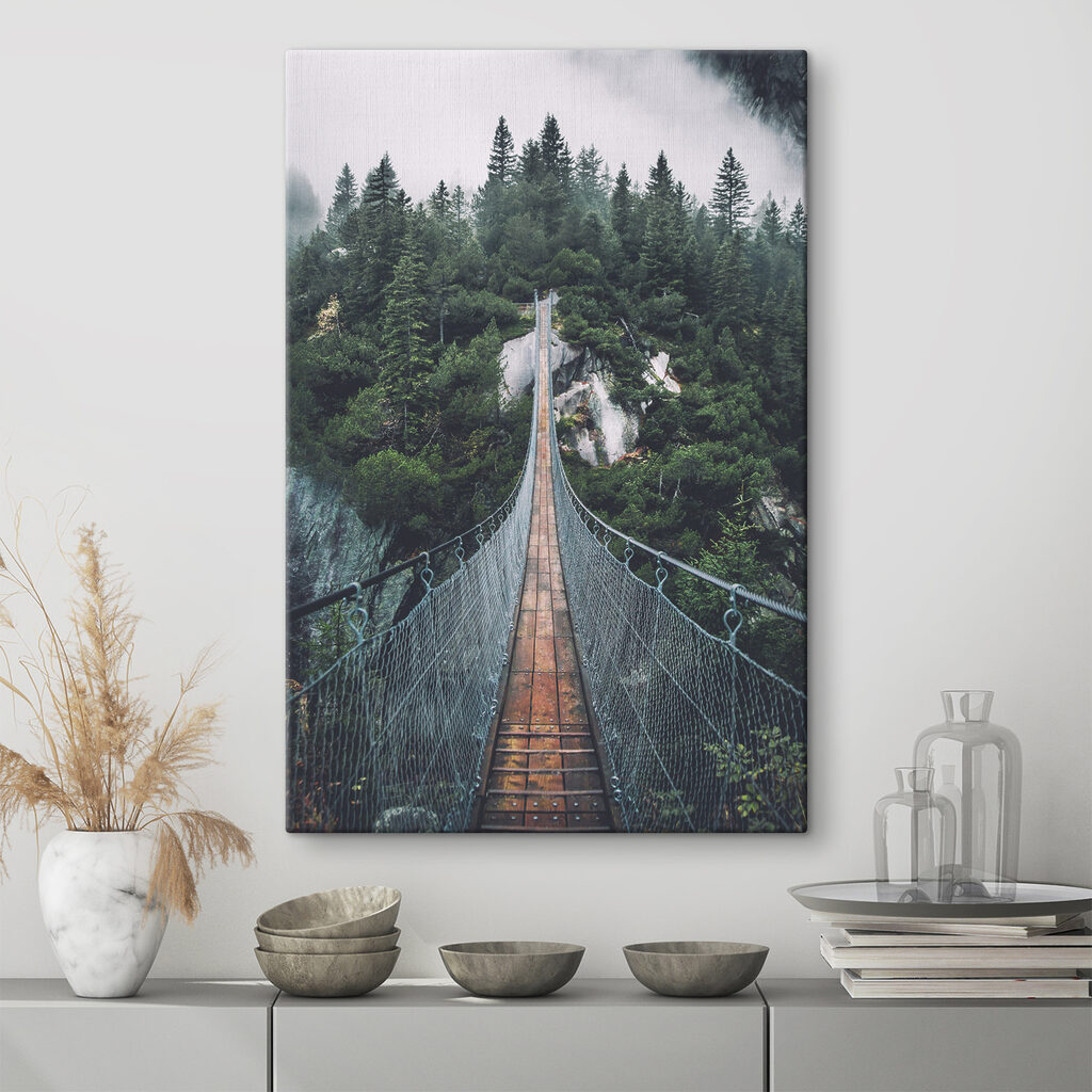 A suspension bridge over a cliff A suspension bridge over a cliff