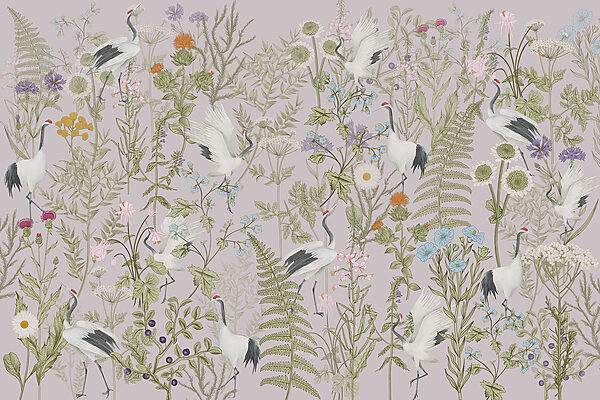 A wallpaper with birds and plants A wallpaper with birds and plants