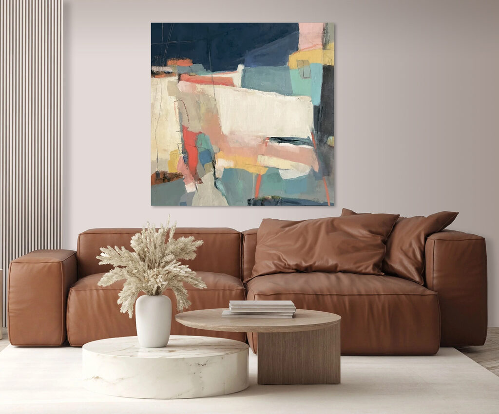 A painting of colorful shapes