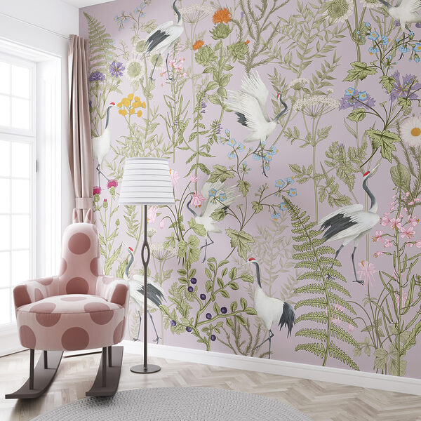 A wallpaper with birds and plants A wallpaper with birds and plants