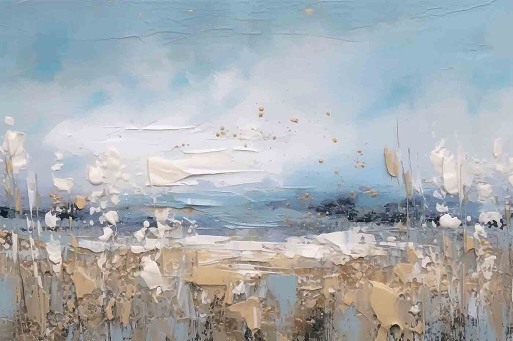 A painting of a beach