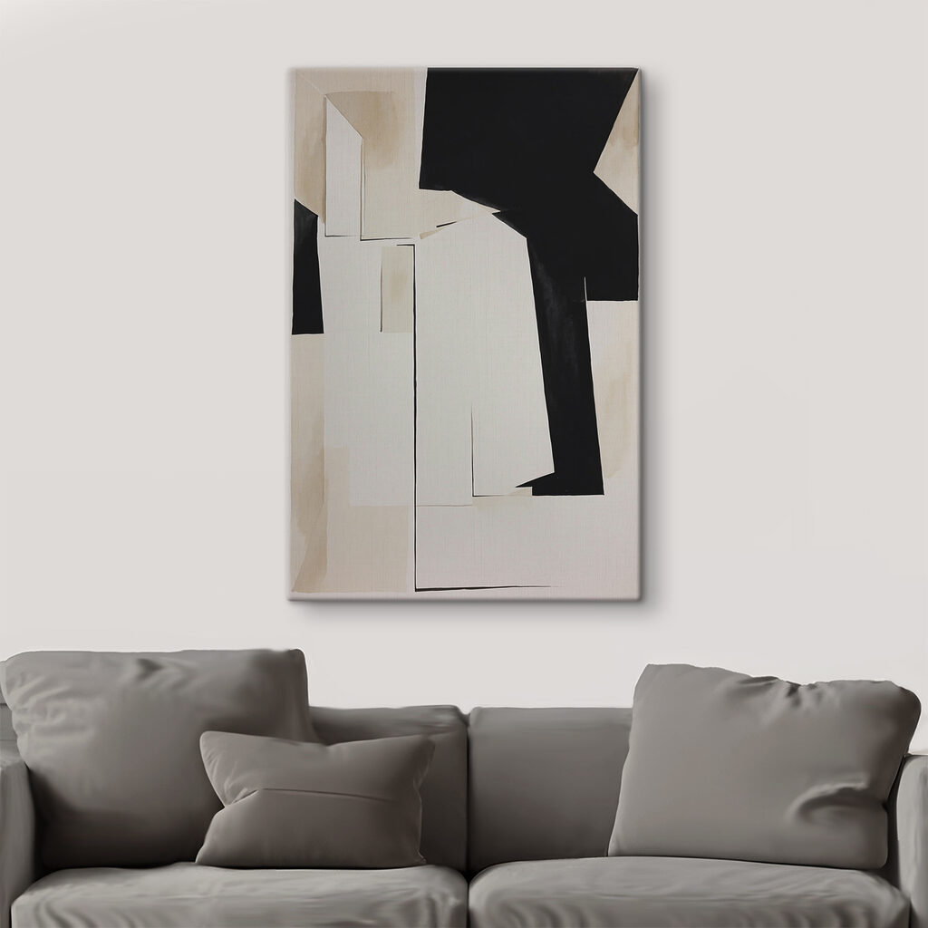 A black and white piece of art