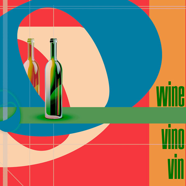 O sticlă de vin pe un fundal colorat O sticlă de vin pe un fundal colorat