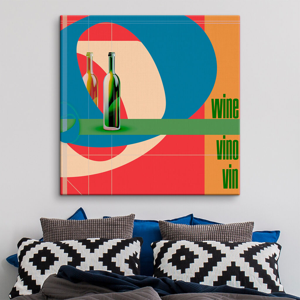 A bottle of wine on a colorful background A bottle of wine on a colorful background