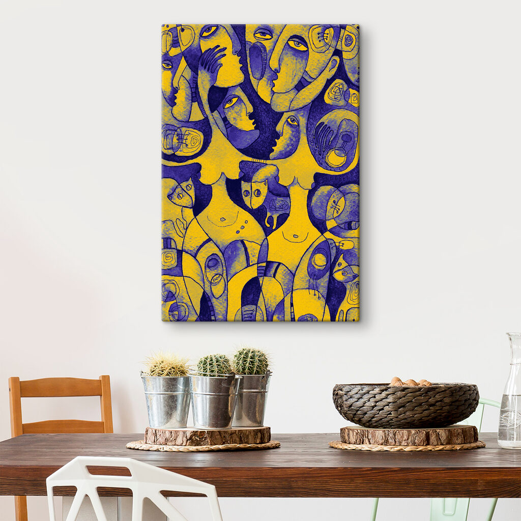 A group of people with faces A group of people with faces