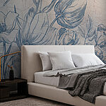 Fototapet Un desen de flori pe un perete crăpat