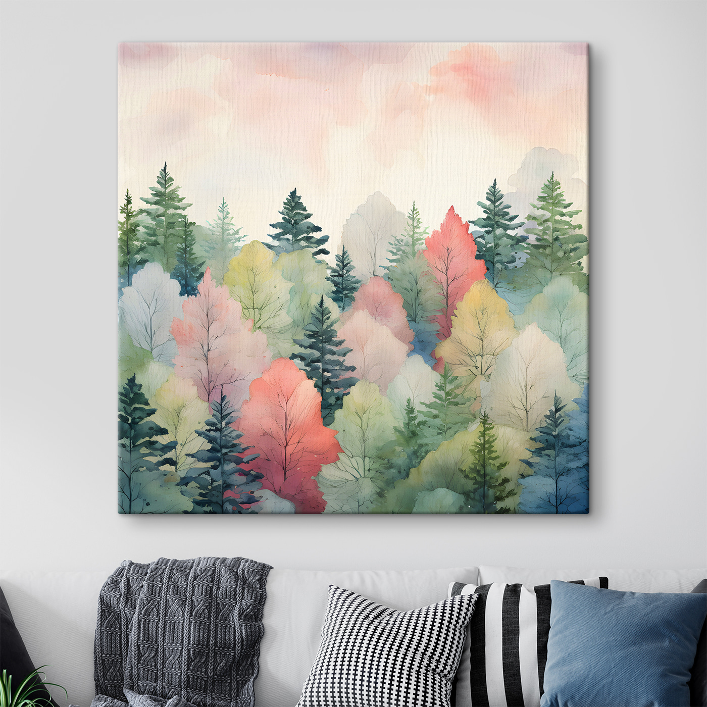 A watercolor painting of trees A watercolor painting of trees
